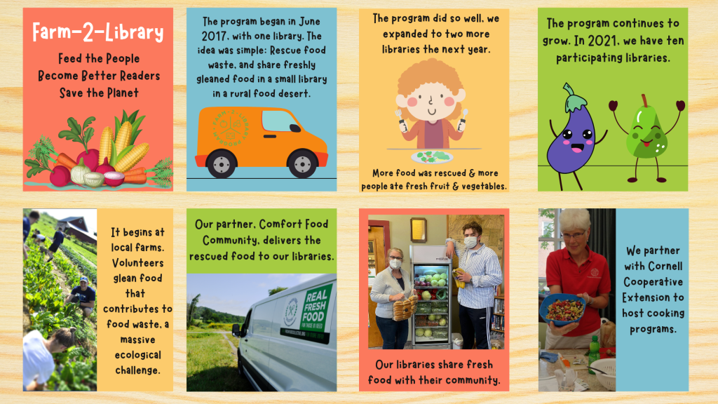Information about farm to library. We partner with Comfort Food Community and Capital Roots Squash Hunger