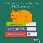 A cat saying curl up with a good book